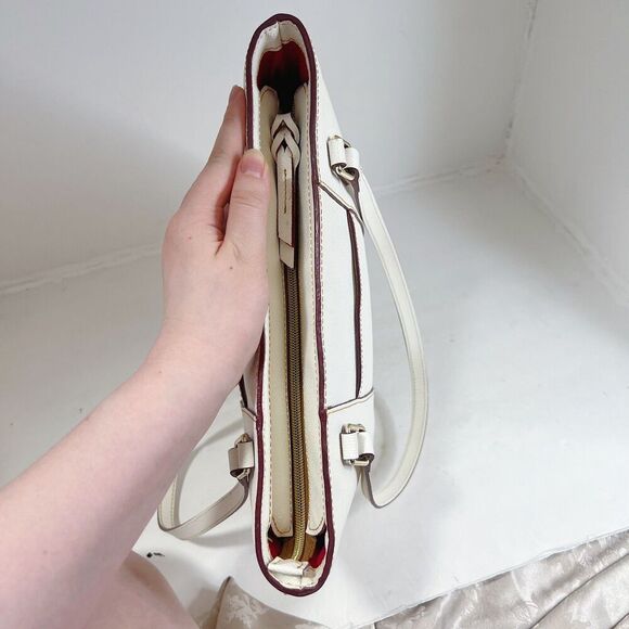 Dooney & Bourke Saffiano Pebble Grain Small Lexington White Leather Tote Bag - Picture 4 of 10